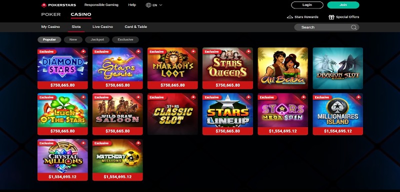 Hry na webových stránkach operátora PokerStars